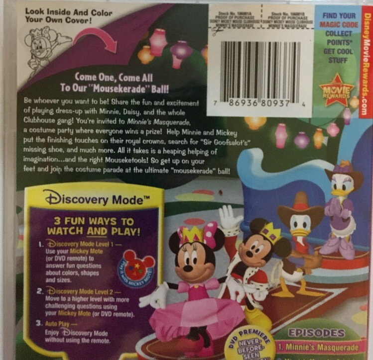 MICKEY MOUSE CLUBHOUSE:MINNIE'S MASQUERADE(DVD 2011)-Brand New
