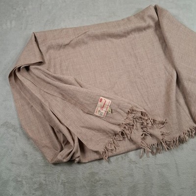 Dhariwal Wollüberwurf Damen XL beige Wollschal Halstuch Schal Fransen weich warm