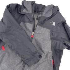 The North Face Boy's Small Jacket Gray Black Full Zip Hooded Windbreaker