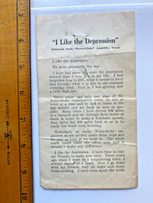 1930's I Like the Depression Sarcasm Essay. Compliments Levy's Sportsmen HQ, Pa.