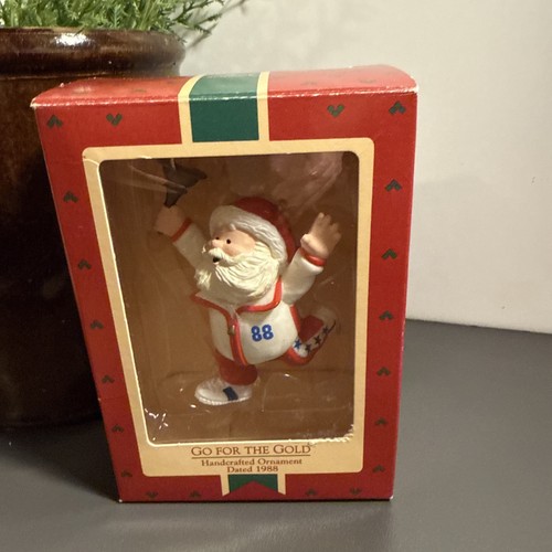 NEW! Vintage 1988 Hallmark Go For The Gold Santa Olympics Christmas Ornament - Picture 1 of 3
