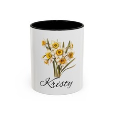 December Birth Month Flower coffee cup, custom name -enter at checkout!