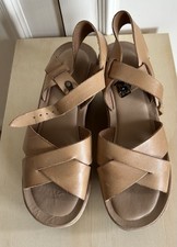 Kork-Ease Hand Made Tan Leather Platform Sandals, 4.5