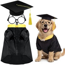 3 Pcs Dog Graduation Costume Set Include Pet Graduation Gown Adjustable Puppy...