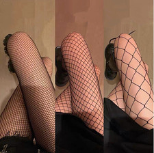 Women’s Black Fishnet Mesh Tights Nylon/Spandex Full Toe One Size Regular