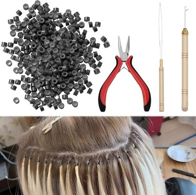 Nano Perlen Haarverlängerungsset, 1 Stück Haarverlängerungswerkzeuge für Kit, Haarverlängerung 