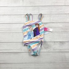 Nwt Disney Frozen Anna Elsa Stripe Bathing Suit