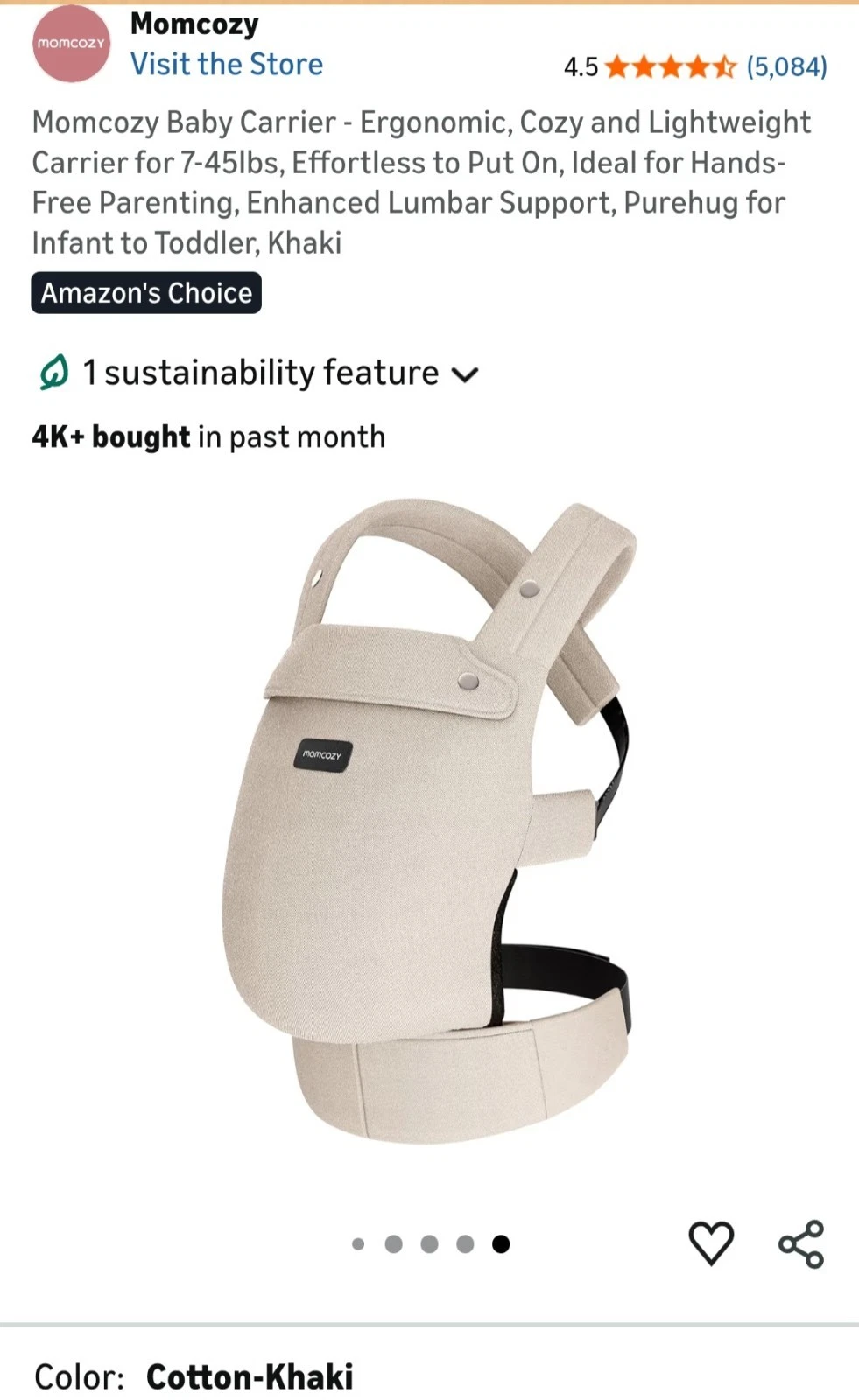 Momcozy Baby Carrier - Ergonomic, Cozy and Lightweight Carrier for 7-45lbs