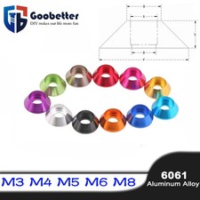 Junta de arandelas de cabeza de copa de cono de aleación de aluminio M3-M8 colores apta para pernos y tornillos