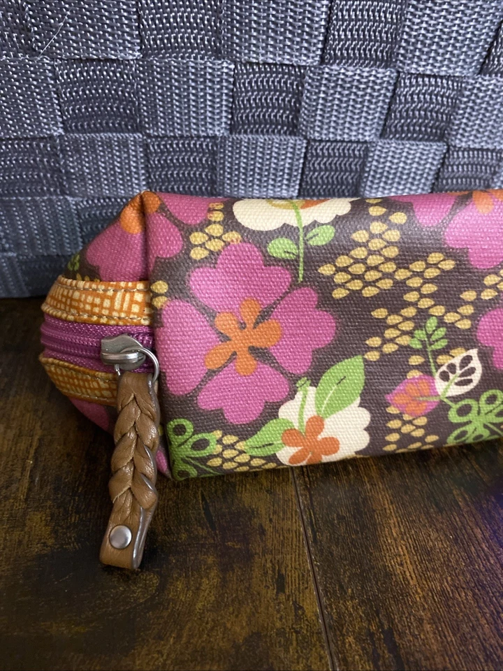 Bolsa de cosméticos de lona recubierta vintage fósil 'vintage' bolsa de maquillaje estuche floral Foto 3 de 4