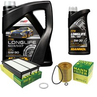 MANN-FILTER Inspektionspaket Mannol 6L Longlife 5W-30 FüR Mazda 3 2.3 Mps Turbo