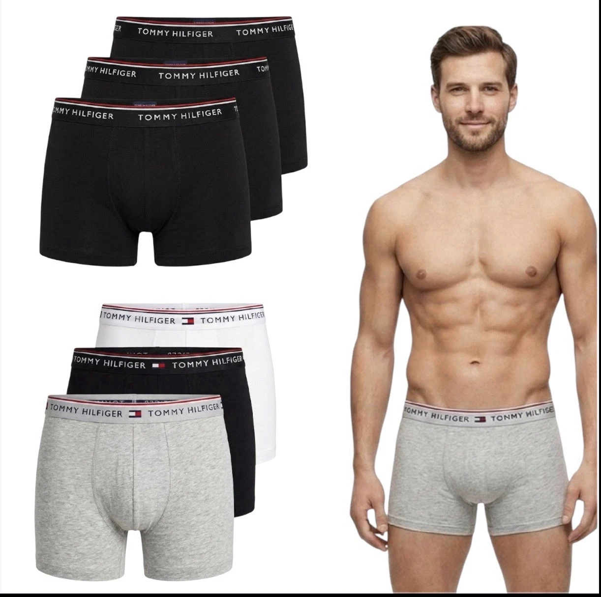 Tommy Hilfiger Men’s Cotton Stretch Boxer Trunks 3 Pack – Premium Underwear UK