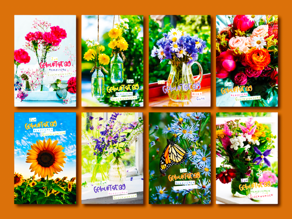 Geburtstagskarten GlüCkwunschkarten Geburtstag Blumen Karten Umschlag 100Er Set-image