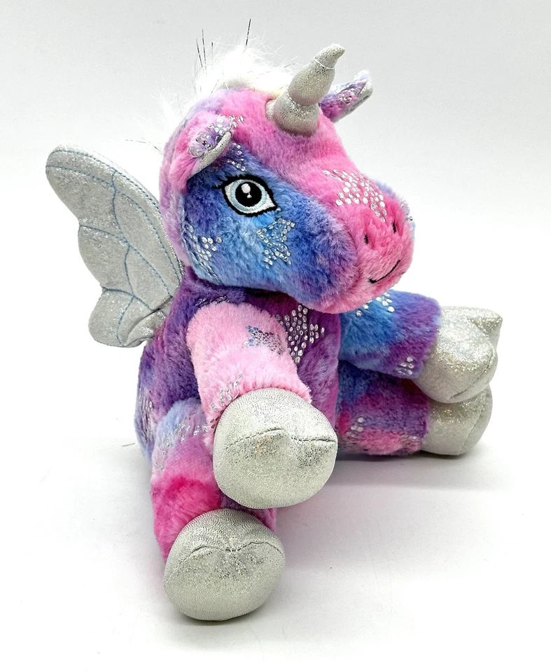 Bear Factory Plush Toy Tie Dye Rainbow Unicorn w/Zipper Pouch 2001 Vintage GUC - Image 3 of 4