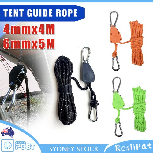 NEW 4M*4mm-5M*6mm Adjustable Guy Line Camping Ratchet Pulley Tent Guide ...