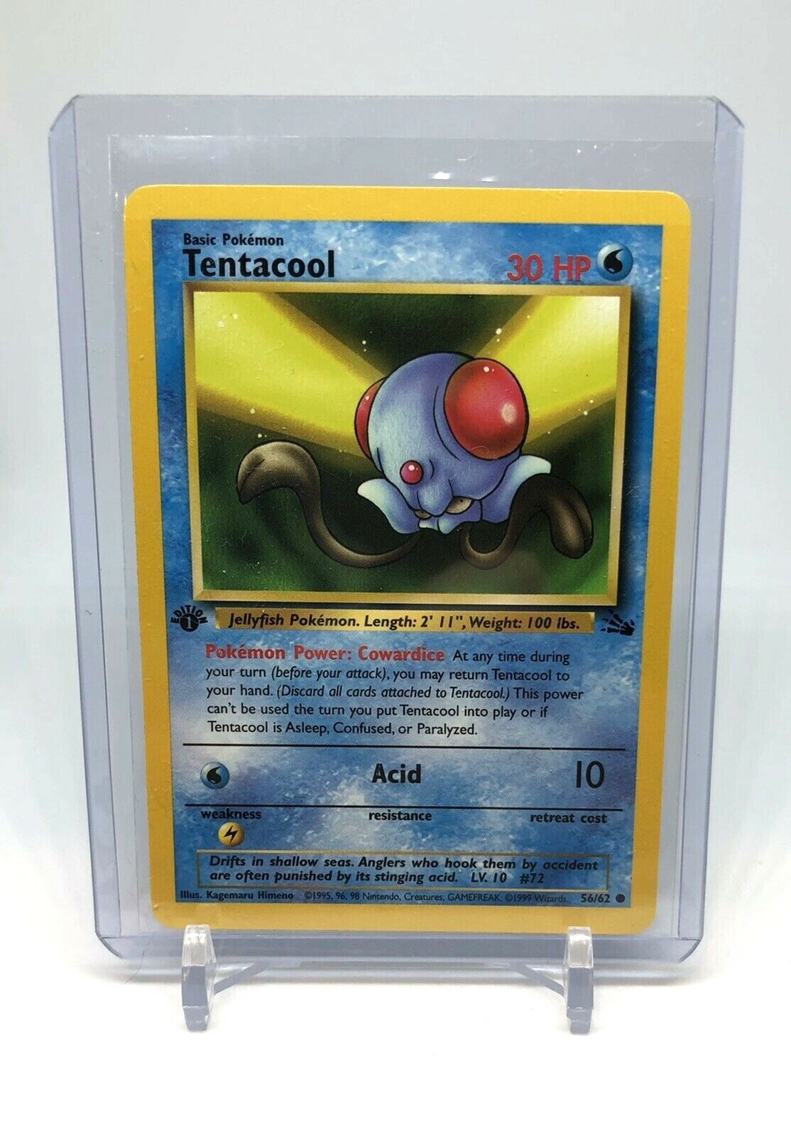 Tentacool 56/62 Fossil First Edition Near Mint Common Pokemon Card