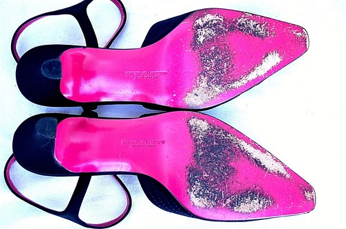 Glamorous EMANUEL UNGARO 'Verone' Black Evening Slingback Pump Italy 7M - Picture 10 of 12