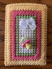 Porta carte regalo in tela plastica con ago fatto a mano - ciuccio bambino