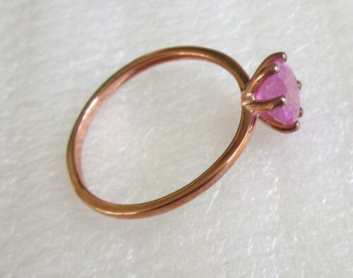 Pink Sapphire Ring / size 10 / 14K Rose Gold over 925 Sterling Silver / 2ct - Picture 4 of 5