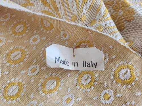 Vintage Embroidered Fringed Bed Coverlet, Handmade Italian Silk on Cotton Gold - Picture 9 of 10