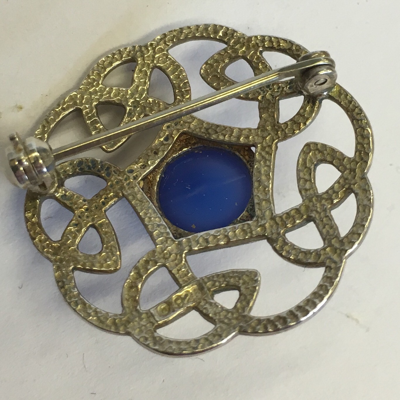 Scottish Solid Silver Blue Stone Brooch Celtic St… - image 2