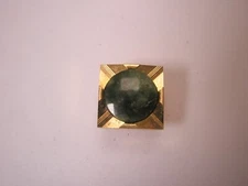 Genuine Green Jade Gold Plated Quality Vintage SIMMONS Tie Tack Lapel Pin s53