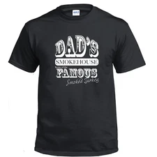 Dads Smokehouse BBQ Custom Name Fathers Day Gift Chef Cook Cotton Black T-Shirt
