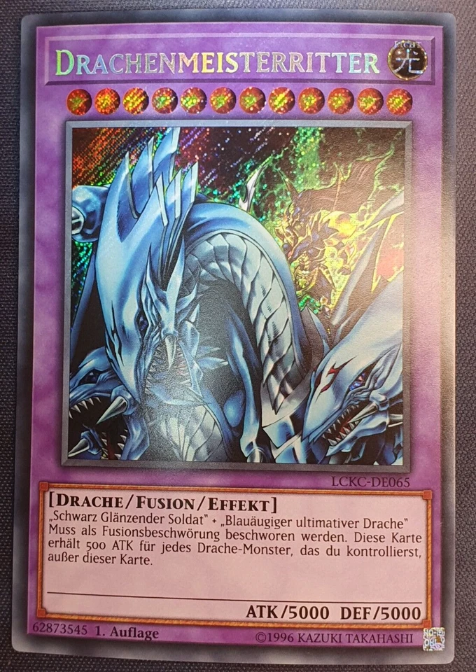Drachenmeisterritter NEU Yugioh Secret Rare Auflage Deutsch LCKC Weißer Drache - Bild 2 von 2