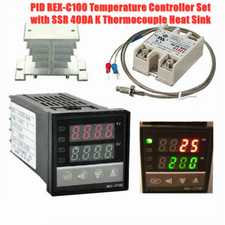 Temperature Controller PID REX-C100 Kit with SSR 40DA K Thermocouple Heat Sink