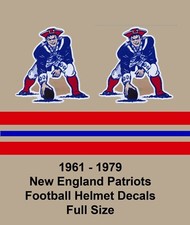 NOS 1961 - 1979 New England Patriots FS Football Helmet Decal Set - 20 mil 3M