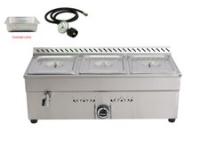 3-Pan LP GAS Food Warmer with pressure relief valve High qualityStainless steel