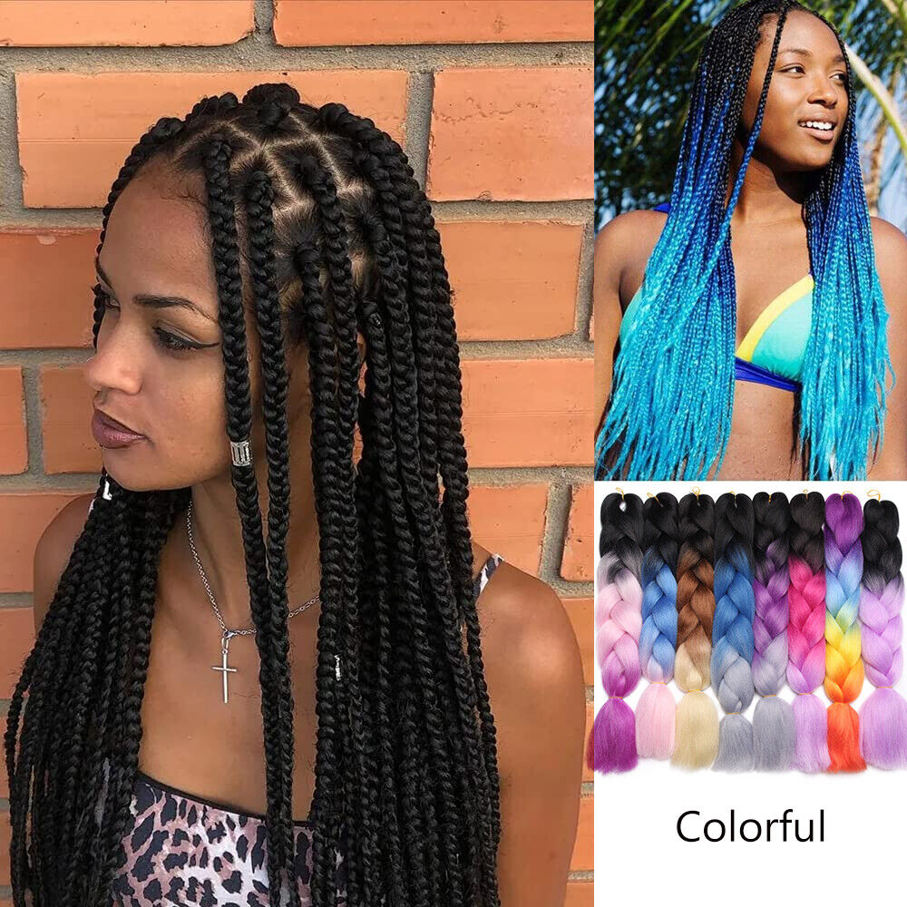 Jumbo Braiding Hair Extension Synthetic African Box Braids Crochet Twist  Braided