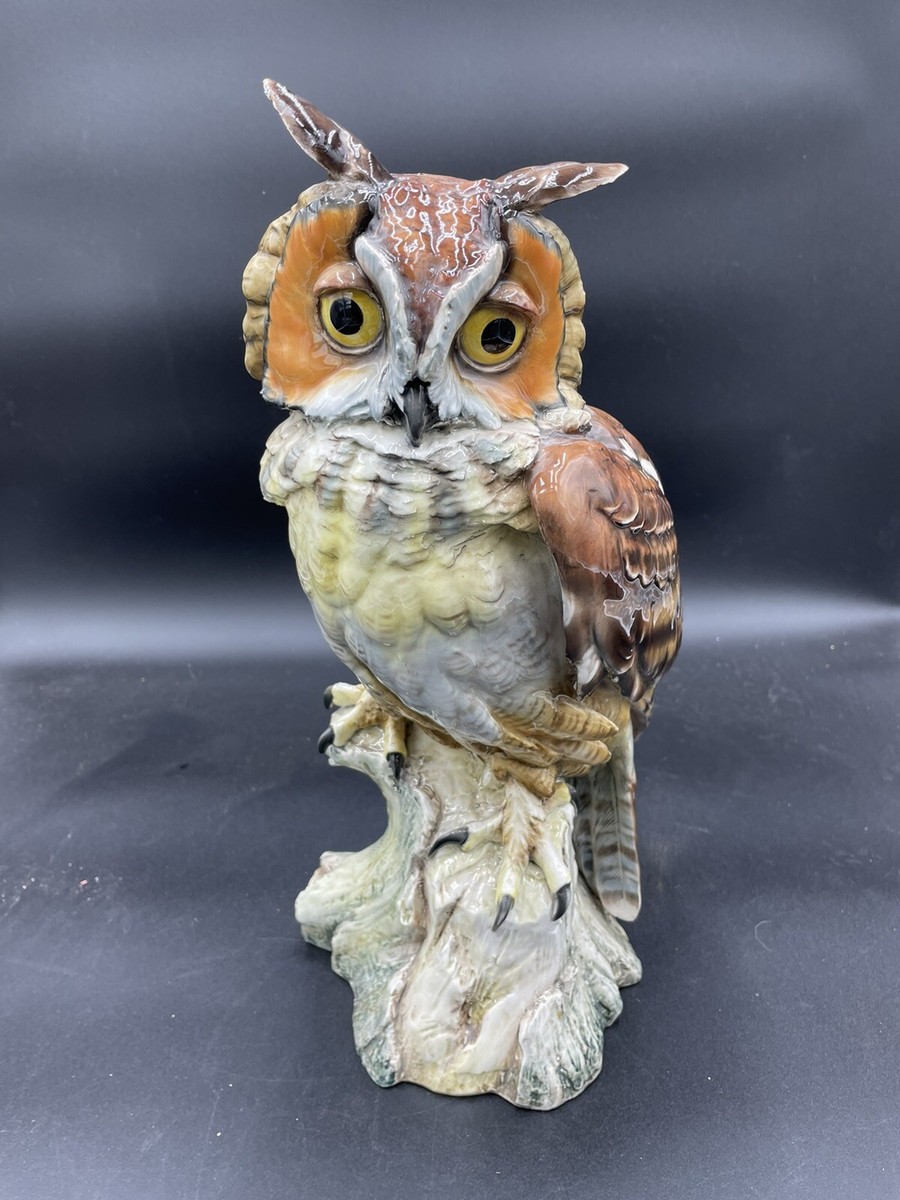 Vintage 15.5 Giuseppe Tagliariol Tay Italy Horned Owl Sculpture