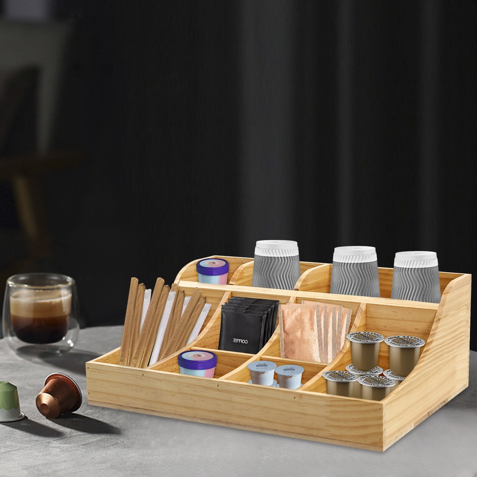 Condiment Organizer Organizer with 9 Compartment Wooden Condiment ...
