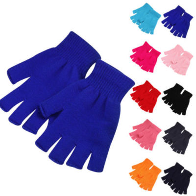Unisex Men Women Winter Warm Gloves Half Finger Fingerless Knitted Wool Mittens