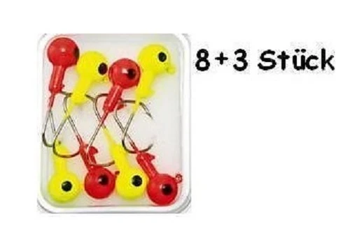 MARKENLOS Set Sortiment 11 Stück Twisterköpfe Jigköpfe Jigkopf Zander Kopf Twister