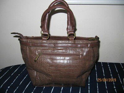 David Jones bag beige brown Croc Faux leather Tote Large shoulder bag Used  UK