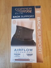 New- Copper Fit Elite Back Support W/ Air Flow Back Brace- 30''-50'' Waist Cir.