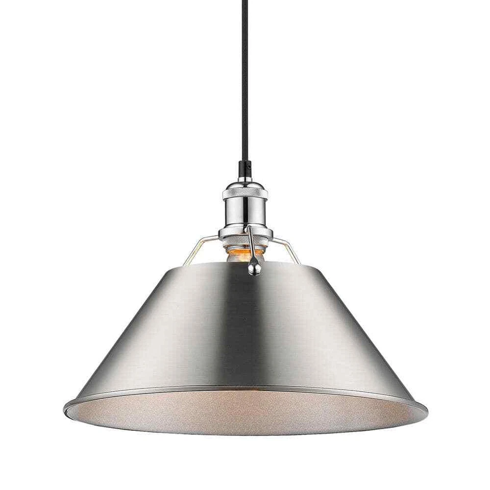 Golden Lighting Orwell CH 1-Light Pendant - 14 in in Chrome Pewter Shade - Image 2 of 3