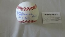 DON SCHWALL  AUTOGRAPHED BASEBALL