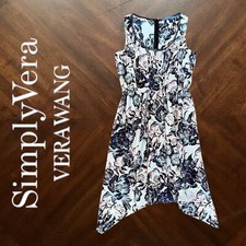 Simply Vera Wang Floral Dress Womens Asymmetrical Sleeveless Size XS