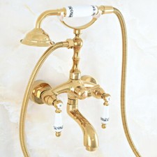 Luxury Gold Brass Bathroom Tub Faucet Hand Shower Sprayer Clawfoot Mixer Tap
