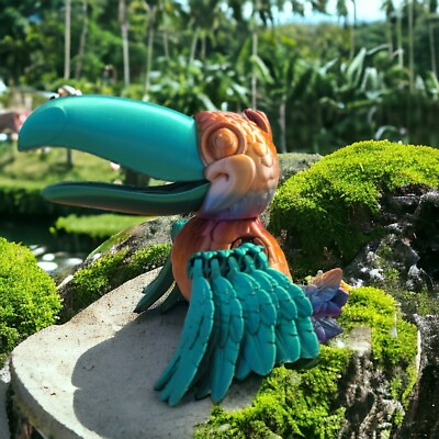 3d print, movable toucan, Bird, Rainforest, animal toy, easter basket, Gift 