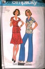 6855 Vintage Simplicity Sewing Pattern Misses 1970s Two Piece Dress Top Pants
