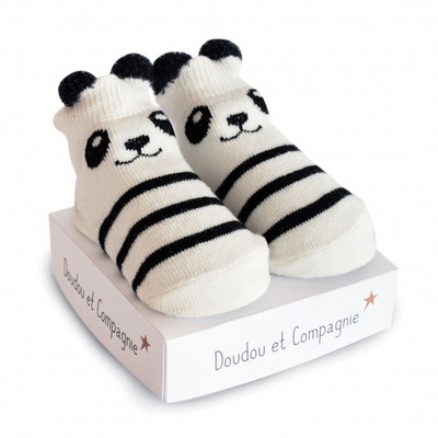 DOUDOU ET COMPAGNIE, Neugeborene Socke mit kleinen Ohren - Panda, , DC3705-02