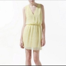 Zara Open Back Yellow Cocktail Dress Size Small