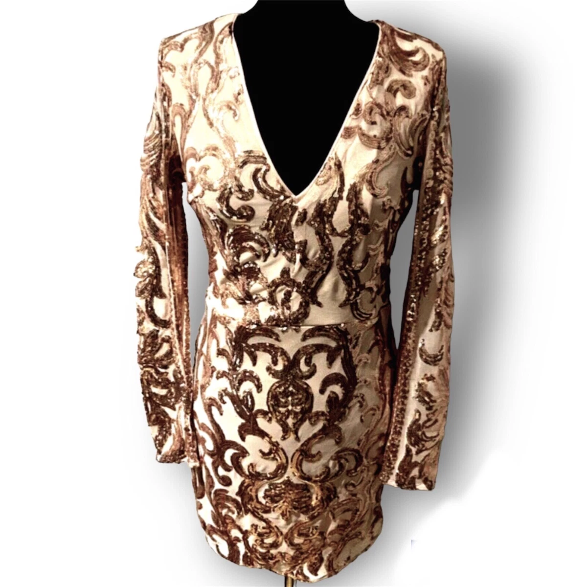 Rose gold lace dress with clearance sleeves