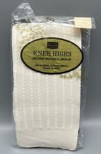 New Sears Roebuck Cable Knit Knee Highs Socks 100 Nylon Sz 8.5-11 New Old Stock