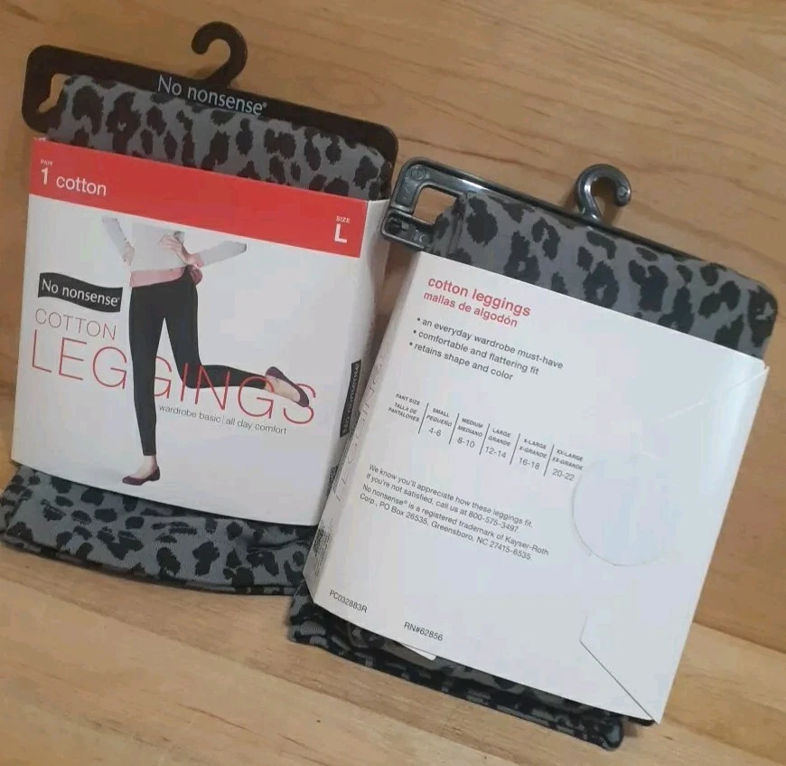 2 PARES: NO TONSENSE Leggings Algodón Spandex Poliéster Gris Estampado Leopardo Talla: Grande Foto 2 de 3