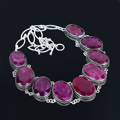 Ruby Necklace 925 Sterling Silver Necklace Handmade Gemstone Necklace